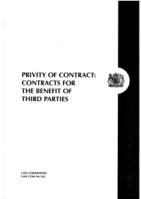 Privity of Contract Contracts for the Benefit of Third Parties