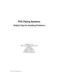 PVC Piping Systems Helpful Tips for Avoiding Problems