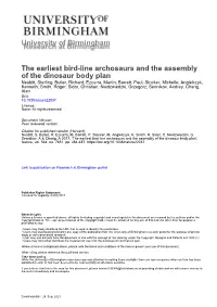 University of Birmingham the Earliest Bird-Line Archosaurs and The