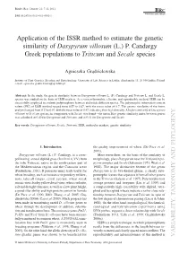 Application of the ISSR Method to Estimate the Genetic Similarity of Dasypyrum Villosum (L.) P