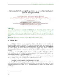 Myeloma Cells with Asurophilic Granules - an Unusual Morphological Variant – Case Presentation