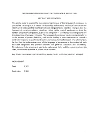 The Meaning and Significance of Conscience in Private Law