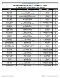 2018-19 Immaculate Soccer Checklist by Player