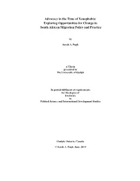 Advocacy in the Time of Xenophobia: Exploring Opportunities for Change in South African Migration Policy and Practice