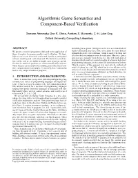 Algorithmic Game Semantics and Component-Based Verification
