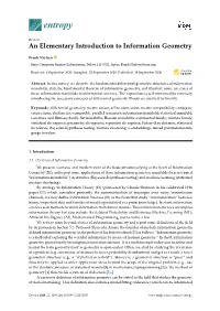 An Elementary Introduction to Information Geometry