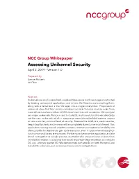 Assessing Unikernel Security April 2, 2019 – Version 1.0