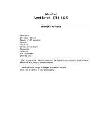 Manfred Lord Byron (1788–1824)
