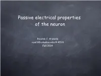 Passive Electrical Properties of the Neuron