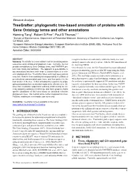 Phylogenetic Tree-Based Annotation of Proteins with Gene Ontology Terms