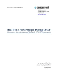 Real-Time Performance During CUDA™ a Demonstration and Analysis of Redhawk™ CUDA RT Optimizations