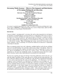 Streaming Media Seminar – Effective Development and Distribution Of