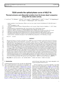 TESS Unveils the Optical Phase Curve of KELT-1B. Thermal Emission And