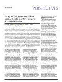 Using Cross-Species Vaccination Approaches to Counter Emerging