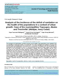 Analysis of the Incidence of the Deficit of Sanitation on the Health of the Populations in a Context of Urban Growth: Case of Th