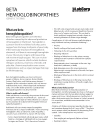 Beta Hemoglobinopathies Genetic Testing