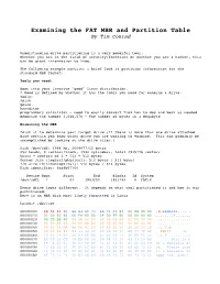 Examining the FAT MBR and Partition Table by Tim Conrad