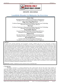 Landslide Disaster in Malaysia: an Overview