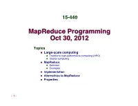 Mapreduce Programming Oct 30, 2012