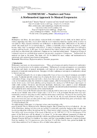 Numbers and Notes a Mathematical Approach to Musical Frequencies