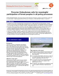 Peruvian Ombudsman Calls for Meaningful Participation of Forest Peoples in All Policy Processes