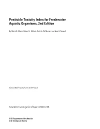 Pesticide Toxicity Index for Freshwater Aquatic Organisms, 2Nd Edition