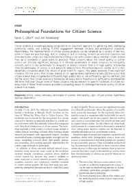 Philosophical Foundations for Citizen Science