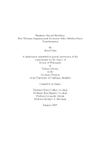 Resilience Beyond Rebellion: How Wartime Organizational Structures Aﬀect Rebel-To-Party Transformation