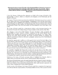 Statement by the Group of Friends1 of the Responsibility to Protect in Geneva at the Informal Interactive Dialogue with Under-Secretary-General Mr
