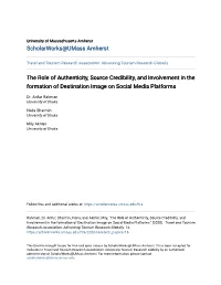 The Role of Authenticity, Source Credibility, and Involvement in the Formation of Destination Image on Social Media Platforms