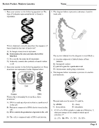 Review Packet- Modern Genetics Name___Page 1