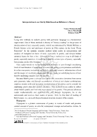 Interpretation to an Ode by Bidel Based on Riffaterre's Theory