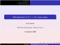 Introduction to C++ for Java Users