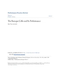 The Baroque Cello and Its Performance Marc Vanscheeuwijck