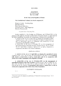 23/3/A/2010 JUDGMENT of 18 March 2010 Ref. No. K 8/08 in the Name of the Republic of Poland the Constitutional Tribunal, in a Be