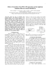 Effect of Transition from PD to FD Operation on the Depletion Isolation Effect in Vertical Mosfets