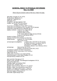 GENERAL INDEX to RYEDALE HISTORIANS Nos. I to XXIX