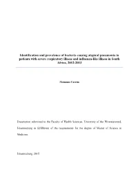 Identification and Prevalence of Bacteria Causing Atypical