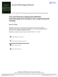 The Lied D'ossian in Massenet's Werther: Intertextuality and Vocality In