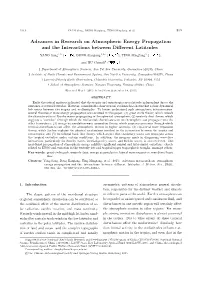 Advances in Research on Atmospheric Energy Propagation and the Interactions Between Diﬀerent Latitudes