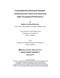 Computational Ortholog Prediction: Evaluating Use Cases and Improving High-Throughput Performance