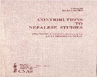 Contributions to Nepalese Studies ISSN: 0376-7574 Editorial B0ard Special Issue of Chiejeditor: Ninnal M