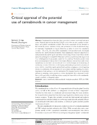 Critical Appraisal of the Potential Use of Cannabinoids in Cancer Management