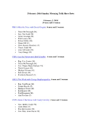 February 2014 Sunday Morning Talk Show Data
