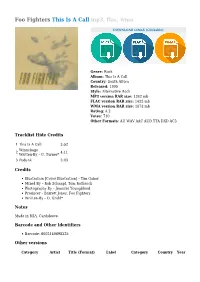 Foo Fighters This Is a Call Mp3, Flac, Wma