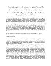 Housing Damage in Windstorms and Mitigation for Australia