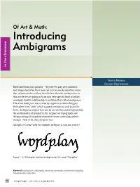 Introducing Ambigrams in the Classroom