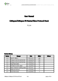 User Manual Canopen/Canopen-FD Master/Slave Protocol Stack