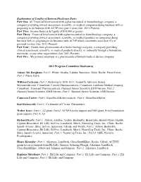 Explanation of Conflict of Interest Disclosure Parts: Part One: All