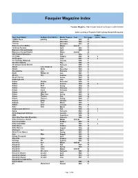 Fauquier Magazine Index